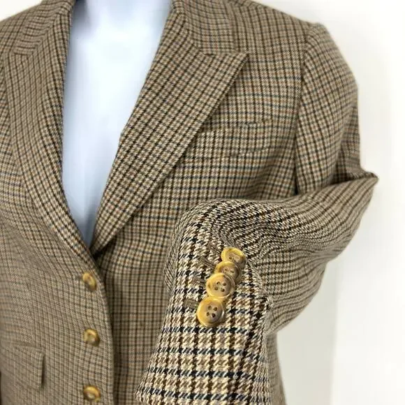 Brooks Brothers "346" Womens Houndstooth Wool Blazer Size 12 - Picture 3 of 10